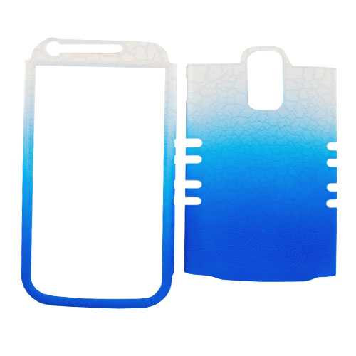 Unlimited Cellular Rocker Snap-On Case for Samsung Galaxy S2 Hercules T989 - Leather Finish White / Blue Egg Crack