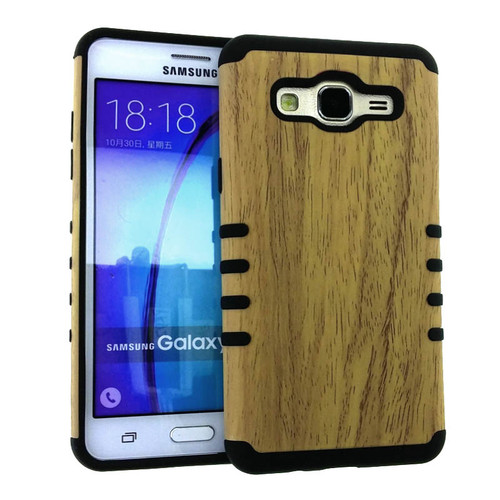 Rocker Slim Case for Samsung ON5 -Light Wood Pattern Snap&Black Skin