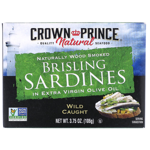 Crown Prince Natural  Brisling Sardines  in Extra Virgin Olive Oil  3.75 oz (106 g)