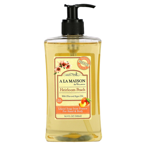 A La Maison de Provence  Liquid Soap For Hand & Body  Heirloom Peach  16.9 fl oz (500 ml)