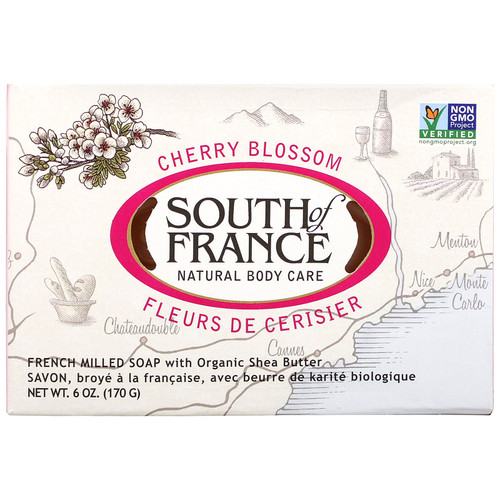 South of France  French Milled Bar Soap with Organic Shea Butter  Cherry Blossom  6 oz (170 g)