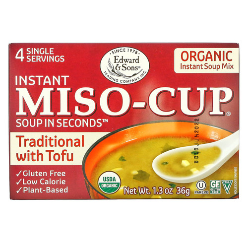 Edward & Sons  Instant Miso-Cup  Traditional with Tofu  4 Single Servings  1.3 oz (36 g)