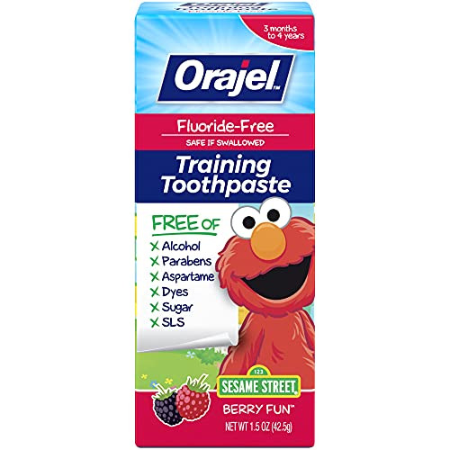 Orajel Elmo FluorideFree Training Toothpaste  Fun  One Tube: #1 Pediatrician Recommended Brand for Kids NonFluoride Toothpaste  Sesame  Berry  1.5 Oz