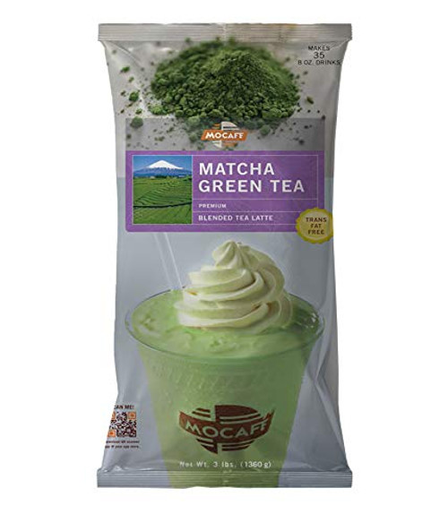 MOCAFE Matcha Green Tea Blended Tea Latte  3-Pound Bag Instant Frappe Mix  Coffee House Style Blended Drink Used in Coffee Shops