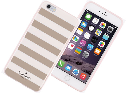 Kate Spade New York Flexible HardShell Case for Apple iPhone 6 Plus/6S Plus - Candy Stripe Rose Gold