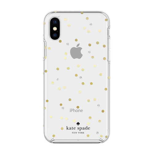 kate spade Flexible Hardshell Case for iPhone X/XS - Scatter Dot Gold with Gems