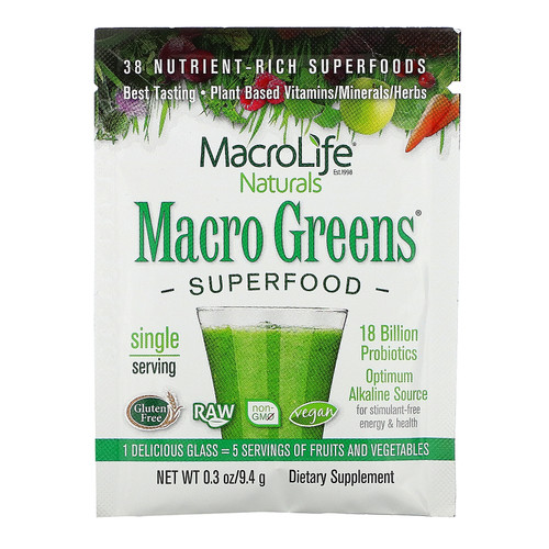 Macrolife Naturals  Macro Greens  Superfood  0.3 oz (9.4 g)