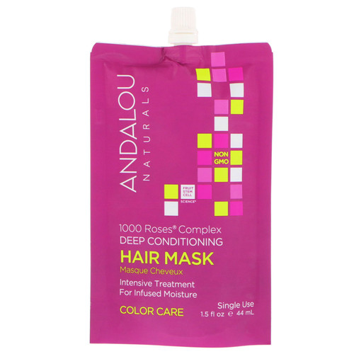 Andalou Naturals  1000 Roses Complex Deep Conditioning  Color Care  Hair Mask  1.5 fl oz (44 ml)