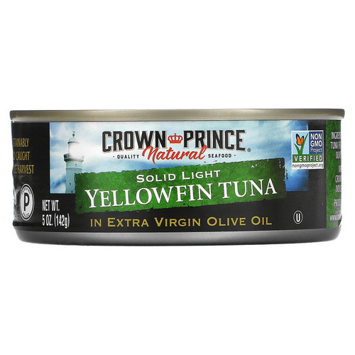 Crown Prince Natural  Yellowfin Tuna  Solid Light  In Extra Virgin Olive Oil  5 oz (142 g)