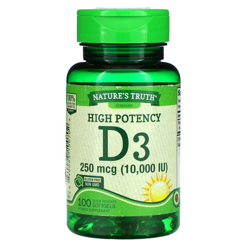 Nature's Truth  High Potency Vitamin D3  250 mcg (10 000 IU)  100 Quick Release Softgels