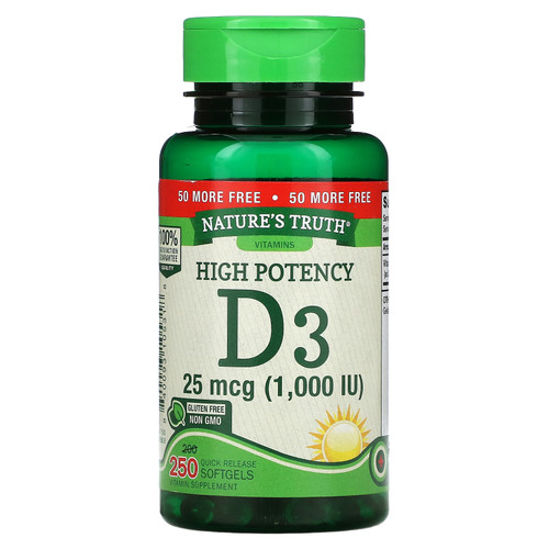 Nature's Truth  High Potency Vitamin D3  25 mcg (1 000 IU)  250 Quick Release Softgels