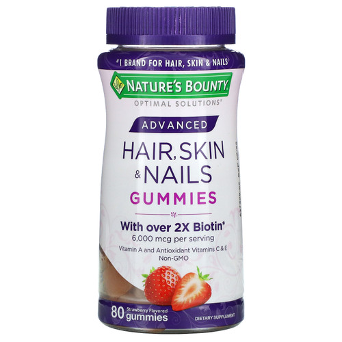 Nature's Bounty  Advanced Hair  Skin  & Nails Gummies  Strawberry  80 Gummies