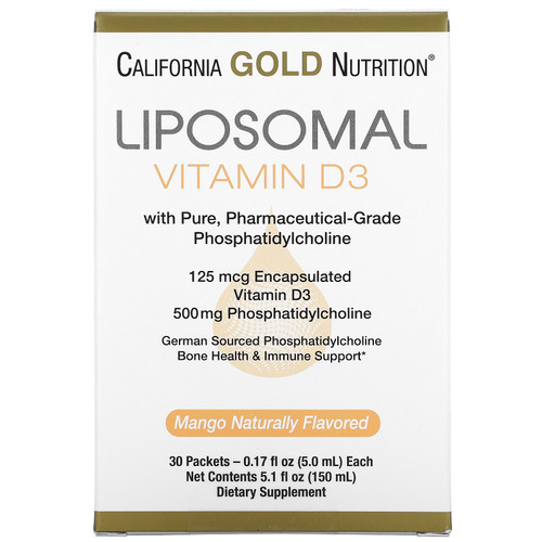 California Gold Nutrition  Liposomal Vitamin D3  125 mcg (5 000 IU)  30 Packets (5.0 ml)