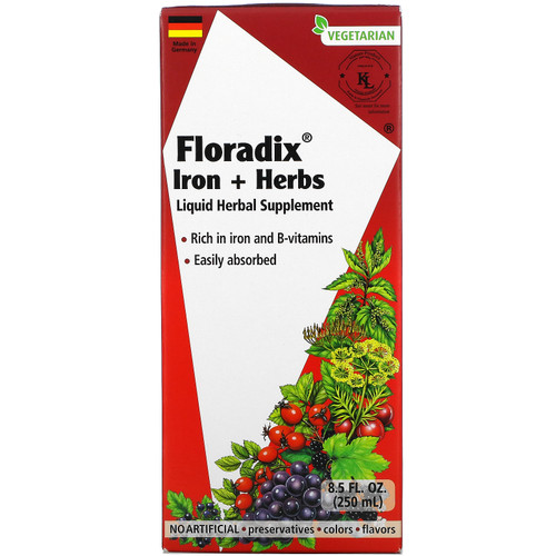 Gaia Herbs  Floradix  Iron + Herbs  Liquid Herbal Supplement  8.5 fl oz (250 ml)