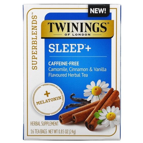 Twinings  Superblends  Sleep with Melatonin  Camomile  Cinnamon & Vanilla Herbal Tea  Caffeine Free  16 Tea Bags  0.85 oz (24 g)