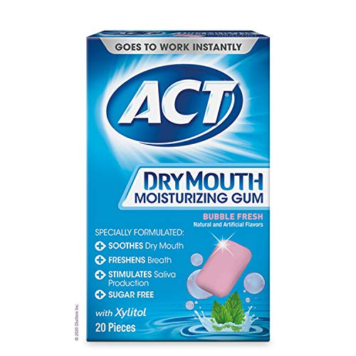 ACT Dry Mouth Moisturizing Gum with Xylitol  Sugar Free Bubble Fresh (20 Count)