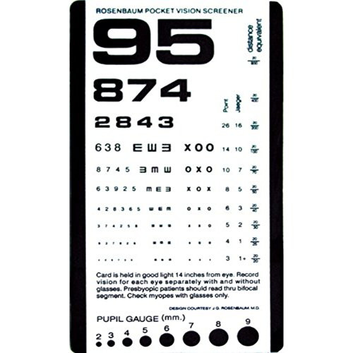 Pocket Size Plastic Eye Chart  6 3/8" x 3 ½"