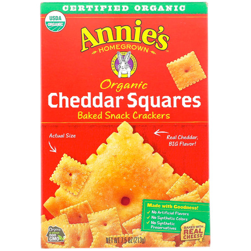 Annie's Homegrown  Organic Cheddar Squares  Baked Snack Crackers  7.5 oz (213 g)