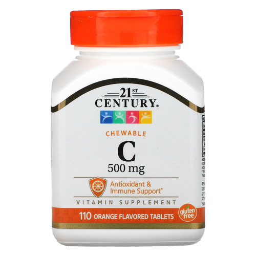 21st Century  Chewable C  Orange Flavor  500 mg  110 Tablets