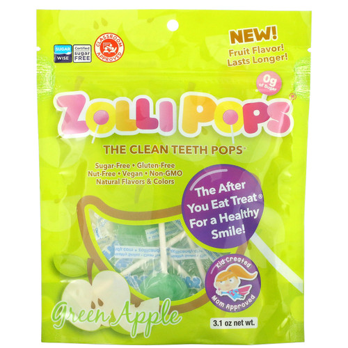 Zollipops  The Clean Teeth Pops  Green Apple  3.1 oz