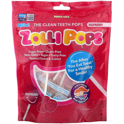 Zollipops  The Clean Teeth Pops  Raspberry  3.1 oz