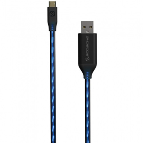 SCOSCHE STRIKELINEFLO REVERSIBLE MICRO USB 3FT CABLE WITH FLOWING LUMINESCENCE