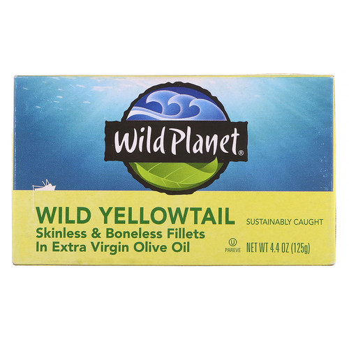 Wild Planet  Wild Yellowtail Skinless & Boneless Fillets In Extra Virgin Olive Oil  4.4 oz (125 g)