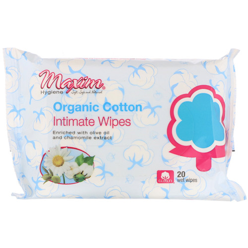 Maxim Hygiene Products  Organic Cotton Intimate Wipes  20 Wet Wipes