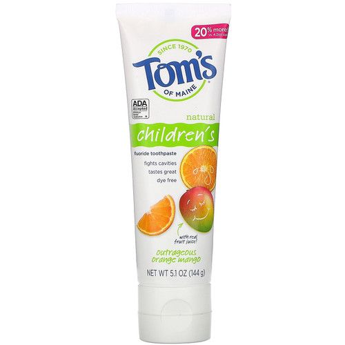 Tom's of Maine  Natural Children's Fluoride Toothpaste  Outrageous Orange Mango  5.1 oz (144 g)