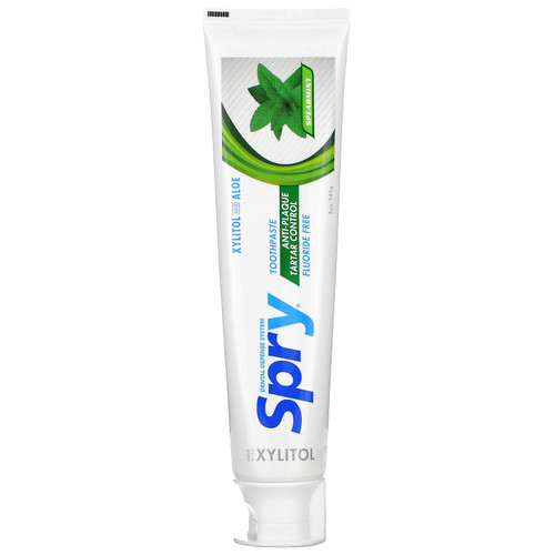 Xlear  Natural Spry Toothpaste  Anti-Plaque Tartar Control  Fluoride Free  Spearmint  5 oz (141 g)