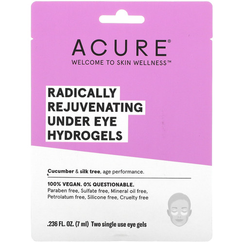 Acure  Radically Rejuvenating Under Eye Hydrogels Beauty Mask  2 Single Use Eye Gels  0.236 fl oz (7 ml)