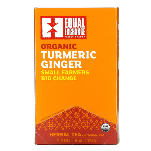 Equal Exchange  Organic Turmeric Ginger Herbal Tea  Caffeine-Free  20 Tea Bags  1.27 oz (36 g)