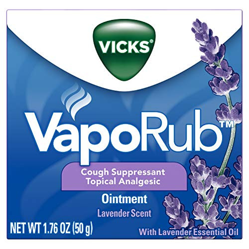 Vicks VapoRub  Lavender Essential Oil Chest Rub Ointment  Relief from Cough  Cold  Aches  & Pains with Original Medicated Vicks Vapors  Topical Analgesic  1.76 OZ