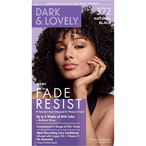 SoftSheen-Carson Dark and Lovely Fade Resist Rich Conditioning Hair Color  Permanent Hair Color  Up To 100 percent Gray Coverage  Brilliant Shine with Argan Oil and Vitamin E  Natural Black