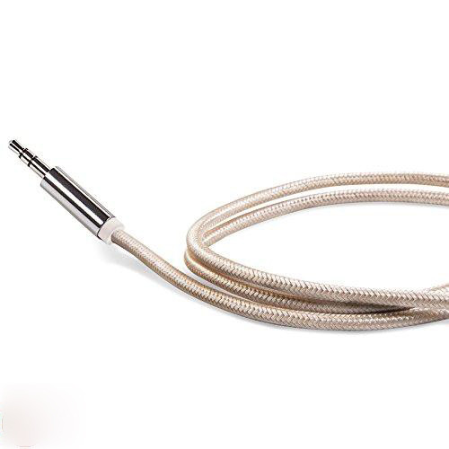 Celly Premium Textile Stereo Audio Auxiliary / Aux Cable 3.5mm - Gold