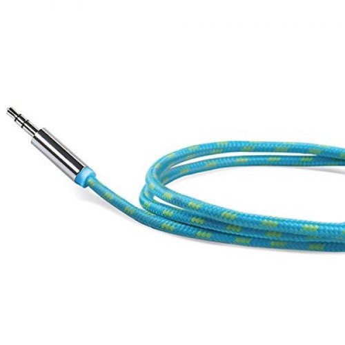Celly Premium Textile Stereo Audio Auxiliary / Aux Cable 3.5mm - BLUE ROPE