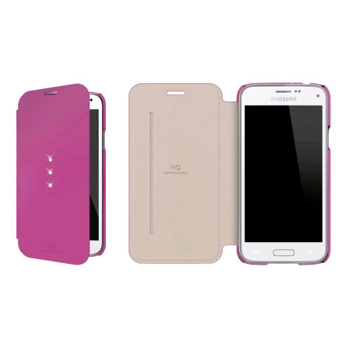 White Diamonds Crystal Booklet Case for Samsung Galaxy S5 Mini - Pink