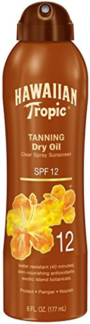 Hawaiian Tropic Tanning Dry Oil Clear Spray Sunscreen SPF 12 6 oz