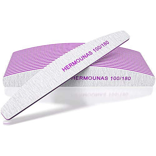 100/180 Grit Nail Files and Buffers for Acrylic Nails Professional Double Sided Emery Boards Coarse Nail File Manicure Tools (18 Pack)