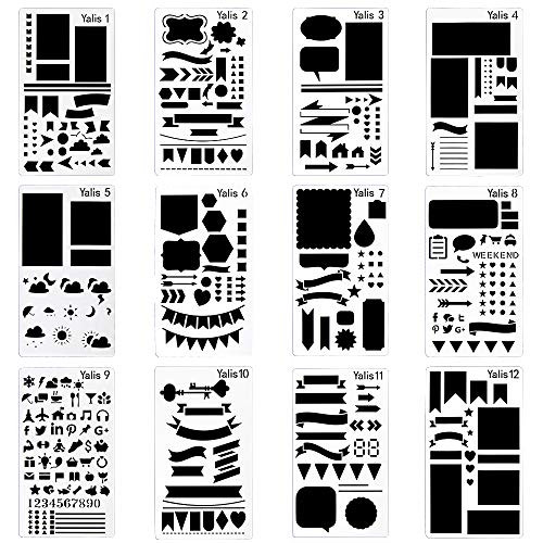 Koogel Plastic Stencil Template 3 Sizes 50 Star Stencil Template for Planner/Notebook/Diary/Scrapbook/Graffiti/Card DIY Drawing Painting Craft
