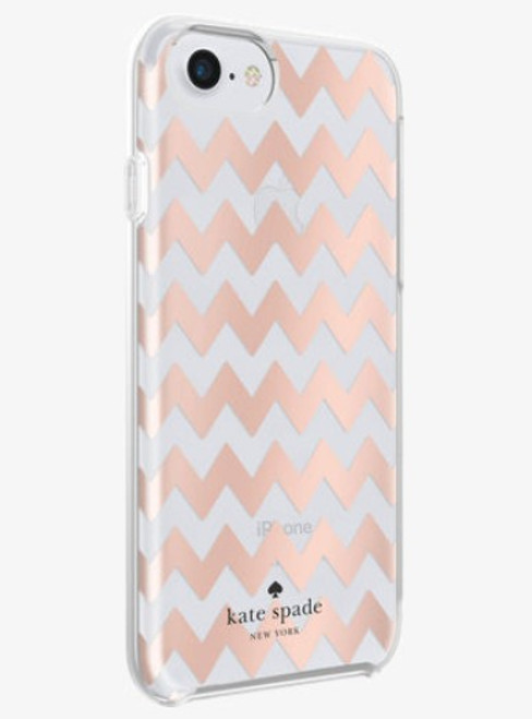 kate spade new york Protective Hardshell Case for iPhone 8/7 - Chevron Rose Gold Foil/Clear