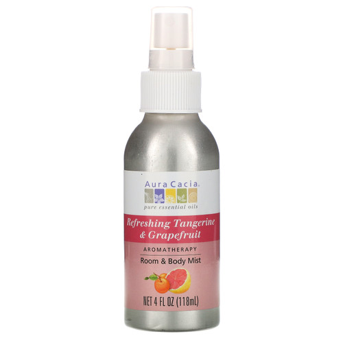 Aura Cacia  Aromatherapy Room & Body Mist  Refreshing Tangerine & Grapefruit  4 fl oz (118 ml)