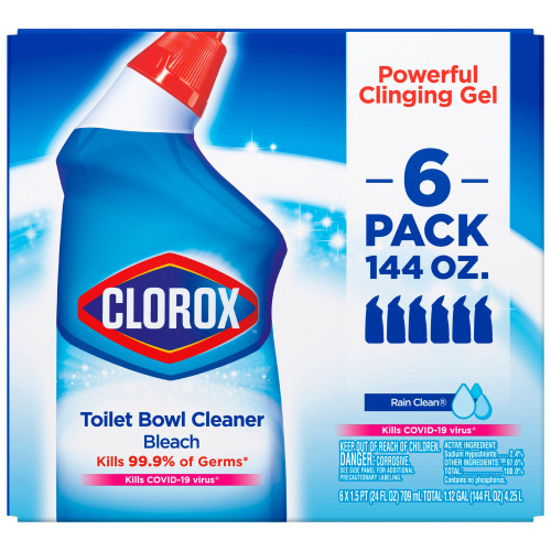 Clorox Toilet Bowl Cleaner with Bleach, Rain Clean, 6 pk./24 oz.