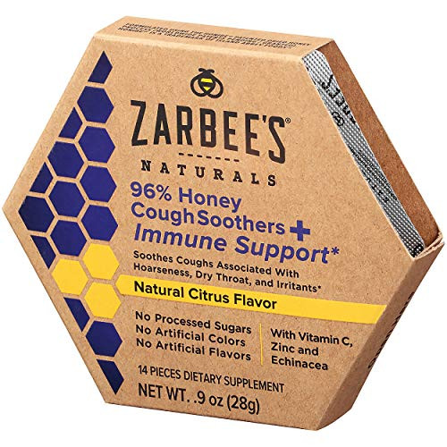 Zarbee's Naturals 96% Honey Cough Soothers + Immune Support  Natural Citrus Flavor  14 Count