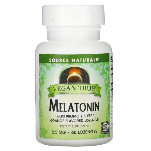 Source Naturals, Vegan True, Melatonin, Orange, 2.5 mg, 60 Lozenges