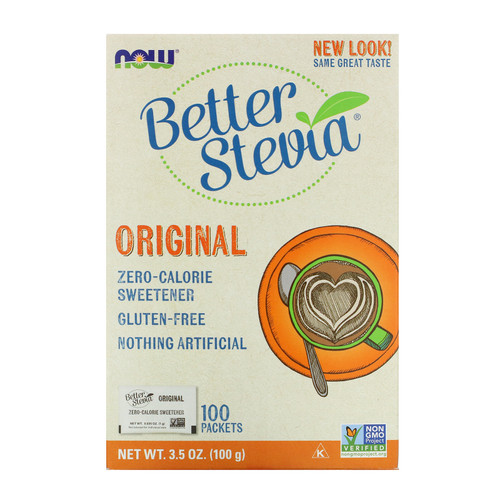 Now Foods  Better Stevia  Zero-Calorie Sweetener  Original  100 Packets  3.5 oz (100 g)