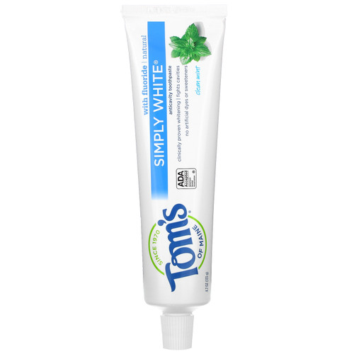 Tom's of Maine  Simply White Anticavity Toothpaste with Fluoride  Clean Mint  4.7 oz (133 g)