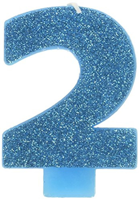 #2 Glitter Birthday Candle | Caribbean Blue | Party Supply