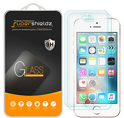 (2 Pack) Supershieldz Designed for iPhone SE (1st Gen  2016 Edition)  iPhone 5  iPhone 5S  iPhone 5C Tempered Glass Screen Protector Anti Scratch  Bubble Free