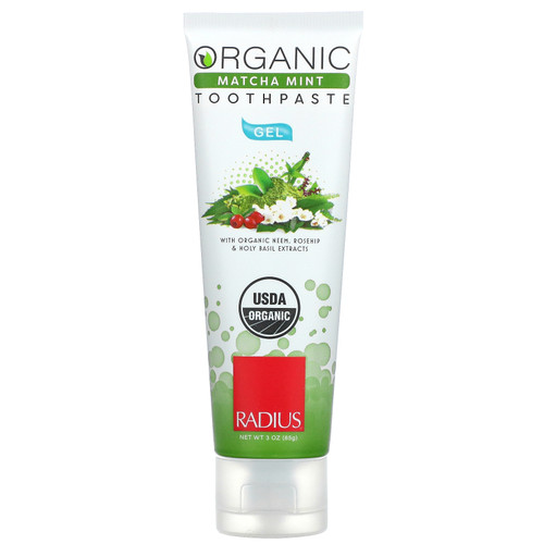 RADIUS  Organic Gel Toothpaste  Matcha Mint  3 oz (85 g)